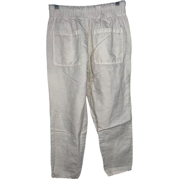 ZARA Cream Ivory Linen Blend Drawstring Stretchable Pants     Size: S - Picture 2 of 3